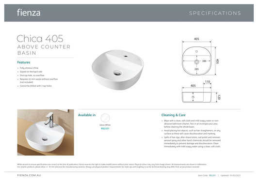 Specification sheet.