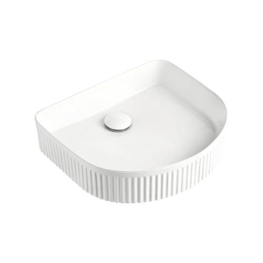 Gloss white above counter arch basin with fluted sides Gloss white above counter arch basin with fluted sides