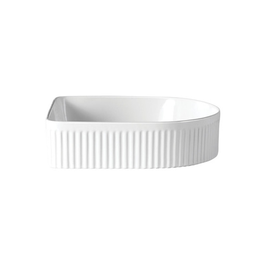 Gloss white above counter arch basin with fluted sides Gloss white above counter arch basin with fluted sides