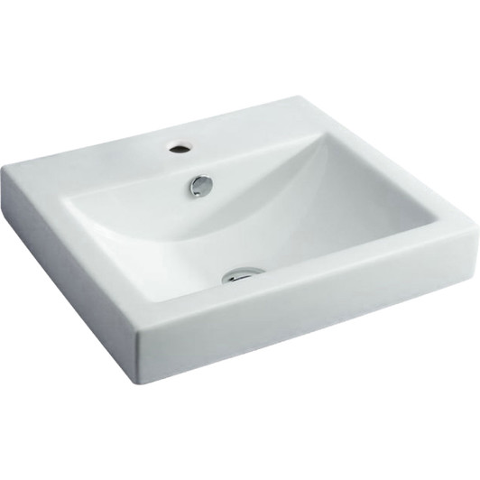 Gloss white semi inset rectangle basin