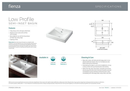 Specification sheet.
