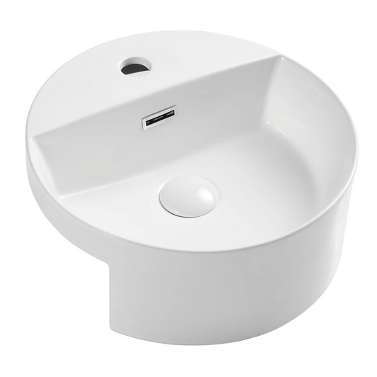 Gloss white semi recessed round basin Gloss white semi recessed round basin