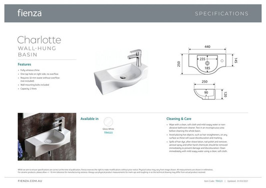 Specification sheet.