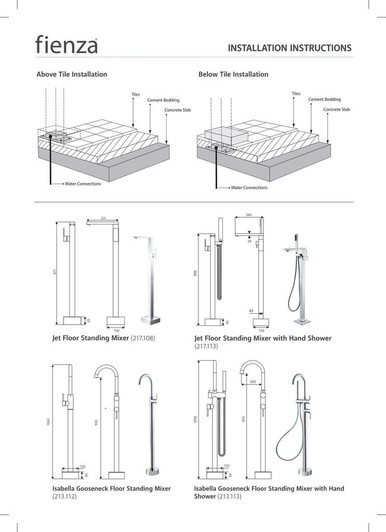Installation Guide for the  Hustle Floor Mixer & Shower by Fienza Page 2