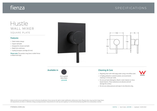 Specification sheet.