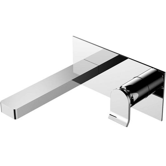 Chrome wall mixer and spout with wave style handle