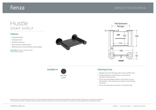Specification sheet.