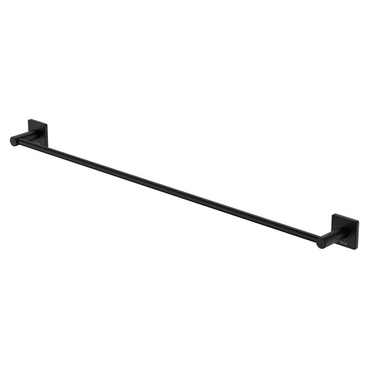 Matte Black single towel rail with square wall mounts Matte Black single towel rail with square wall mounts