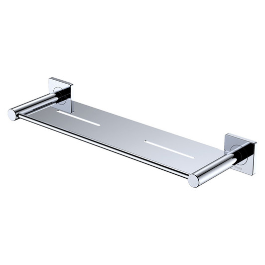 Chrome shower shelf with square wall mount