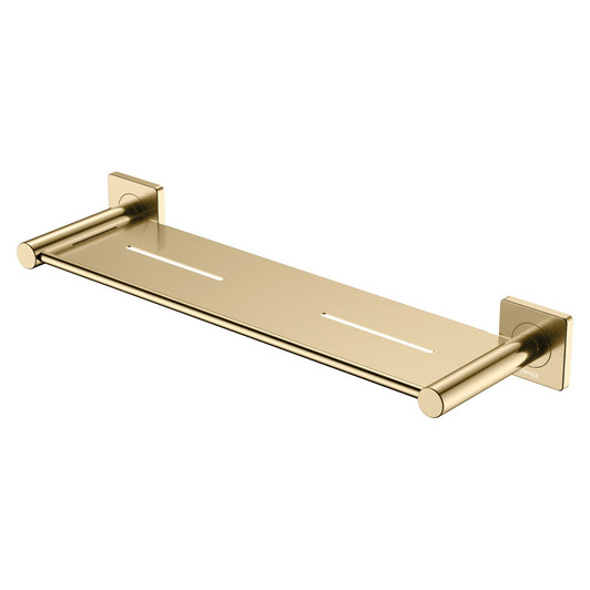 urban brass shower shelf with square wall mount