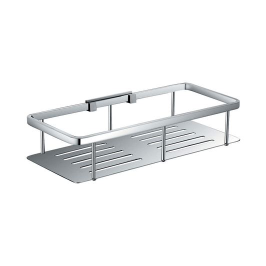 Chrome, square shower shower shelf.