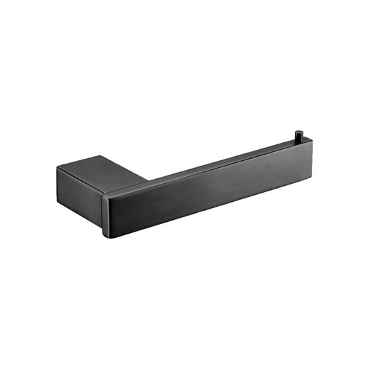 Matte black, square toilet roll holder. Matte black, square toilet roll holder.