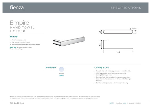 Specification sheet. Specification sheet.