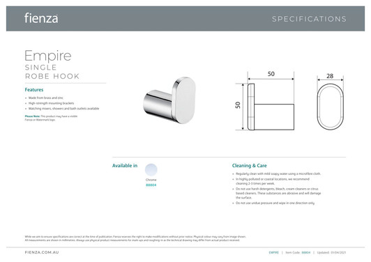 Specification sheet. Specification sheet.