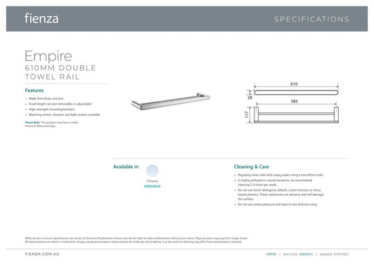 Specification sheet. Specification sheet.