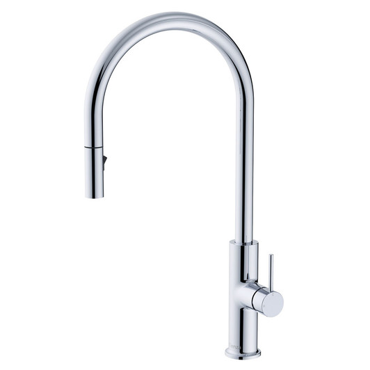 Chrome gooseneck kitchen sink mixer with pin handle. Chrome gooseneck kitchen sink mixer with pin handle.