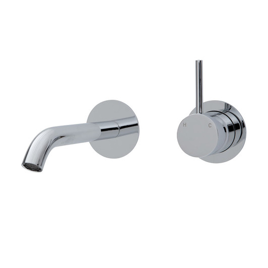 Chrome round outlet with round pin handle mixer pointing upwards. 160mm reach.
