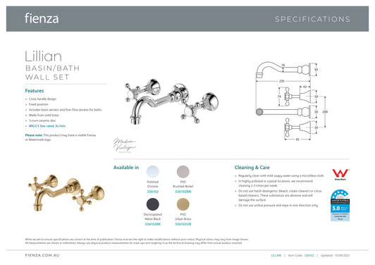 Specification sheet.