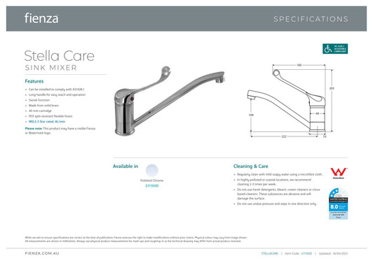 Specification sheet.