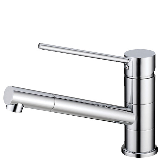 Chrome sink mixer with long pin handle and straight round swivel spout. Chrome sink mixer with long pin handle and straight round swivel spout.