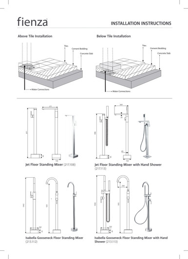 Installation guide for the  Empire Floor Standing Mixer. Page 2