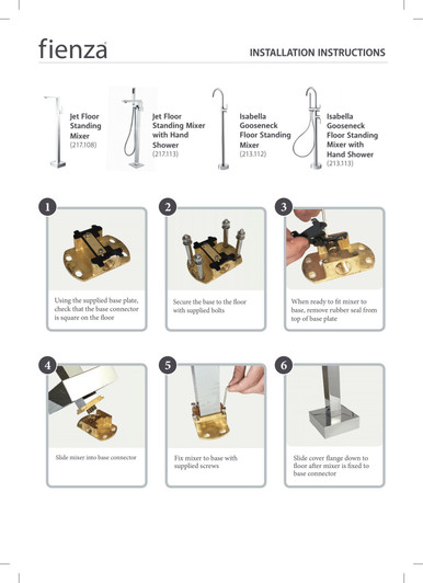 Installation Guide for the  Empire Floor Standing Mixer & Shower by Fienza page 1