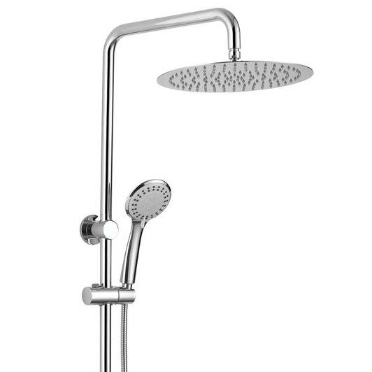 Stella, round double shower head on a round rail. Stella, round double shower head on a round rail.