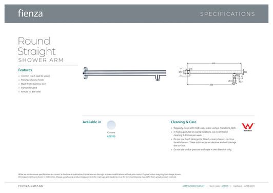 Specification sheet. Specification sheet.