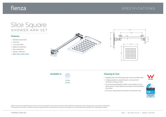 Specification sheet. Specification sheet.