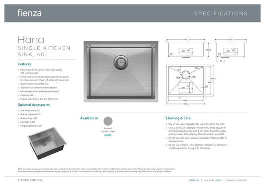 Specification Sheet.