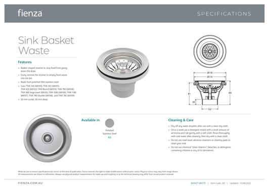 Specification Sheet. Specification Sheet.