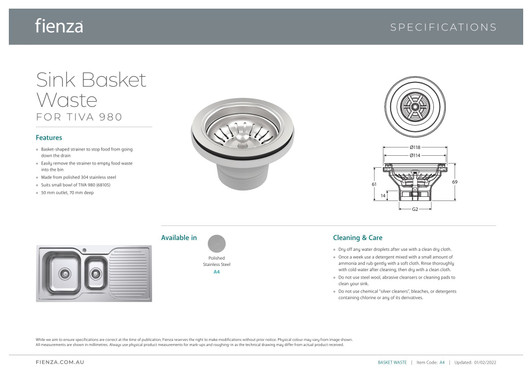 Specification Sheet.