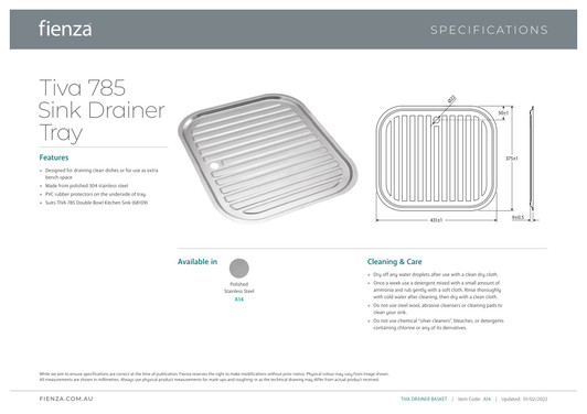 Specification Sheet.