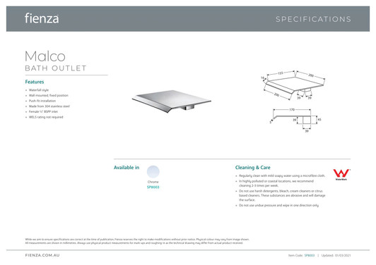 Specification Sheet.