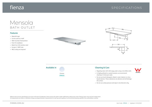 Specification Sheet.