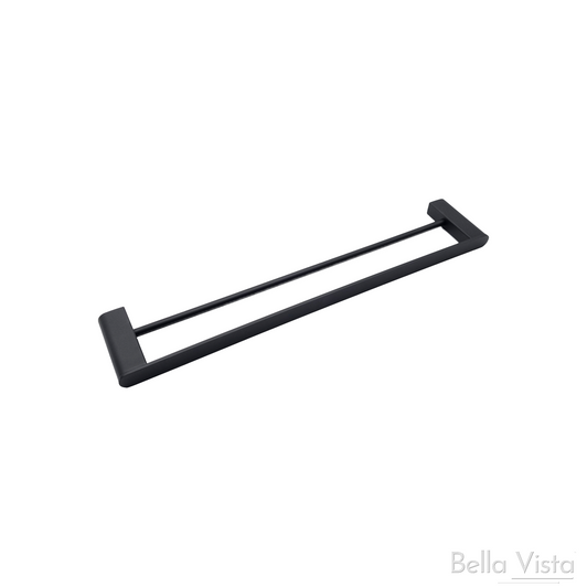 Double Towel Rail - Pradus - 'Curved' Matte Black