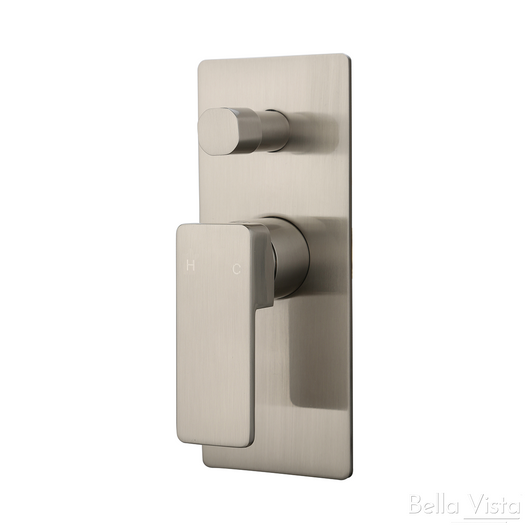 Shower and bath Mixer with diverter - 'Milos' Brushed Nickel