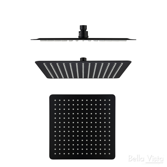 Shower Head Rainfall 'Stainless' - Square Matte Black