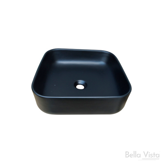 Square  Black Riva Ceramic Basin - 385x385x140mm