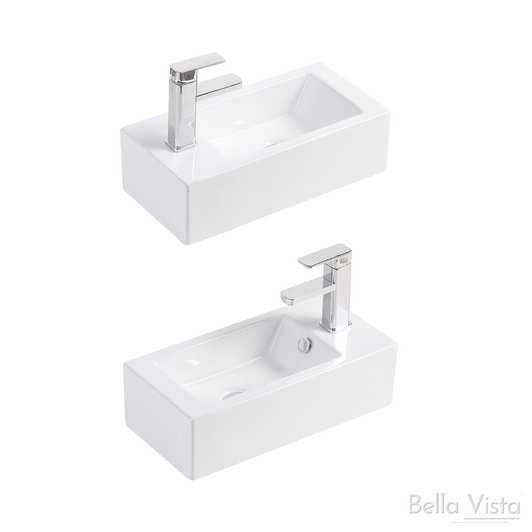 White Ceramic Basin - 250x500x140mm product picture of both left and right hand bowl White Ceramic Basin - 250x500x140mm product picture of both left and right hand bowl