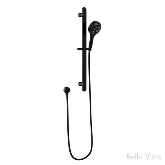 Matte black Kara Sliding Shower set - Round Design
 detached outlet