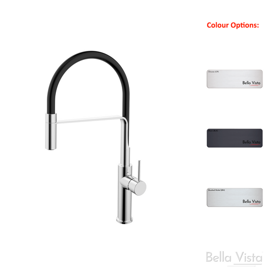 Hali Sink Mixer, slim pin handle, firm rubber gooseneck spout