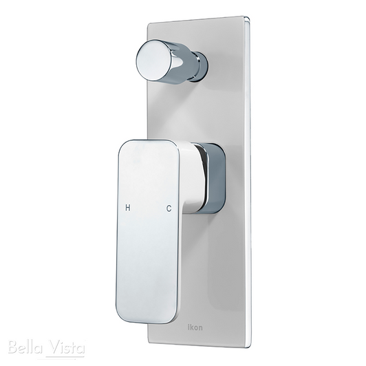 White and chrome Seto Wall Mixer with Diverter