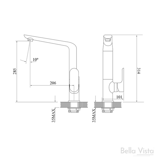 Size: 101mm x 206mm x 314mm
Spout Length is 206mm
WELS Water rating – 4 Star
6.5 litres per minute
Registration Number: T26499 Size: 101mm x 206mm x 314mm
Spout Length is 206mm
WELS Water rating – 4 Star
6.5 litres per minute
Registration Number: T26499