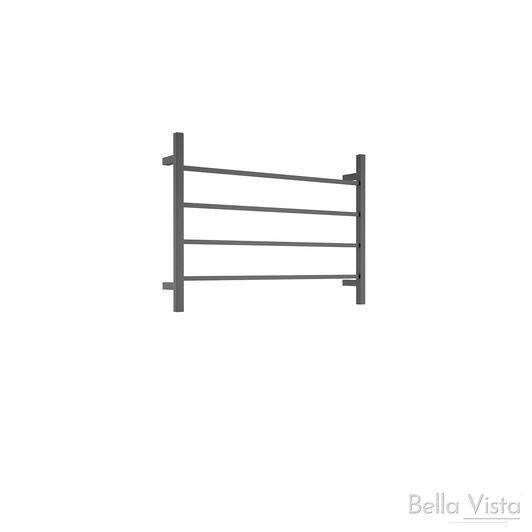 Matte black square towel ladder with 4 rungs.