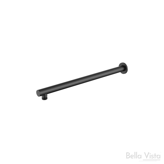 Matte black round wall arm with round backing plate