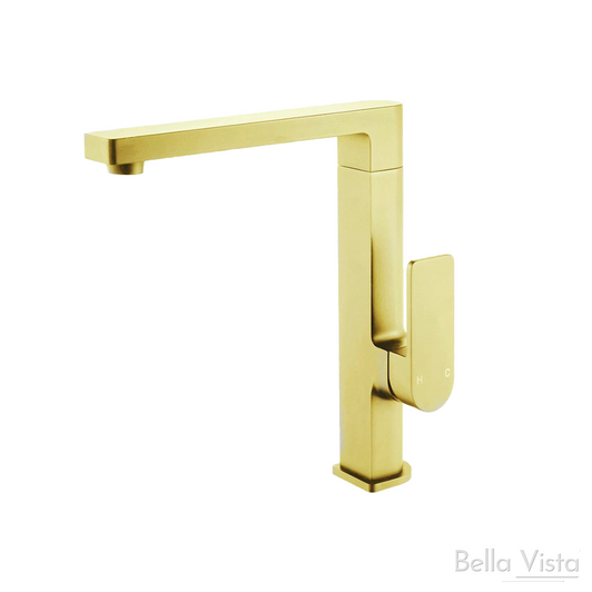 Flores, brushed gold flat square lever.