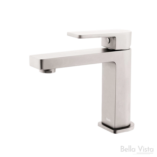 Product image of the Flores Basin Mixer in brushed nickel by Bella Vista