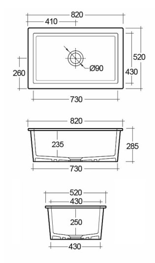 External Dimensions: 820 x 520 x 285mm
Internal Dimensions: 730 x 430 x 235mm