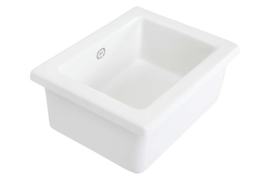 Drop in bowl or undermount, white gloss no tap hole. With stainless plug waste.